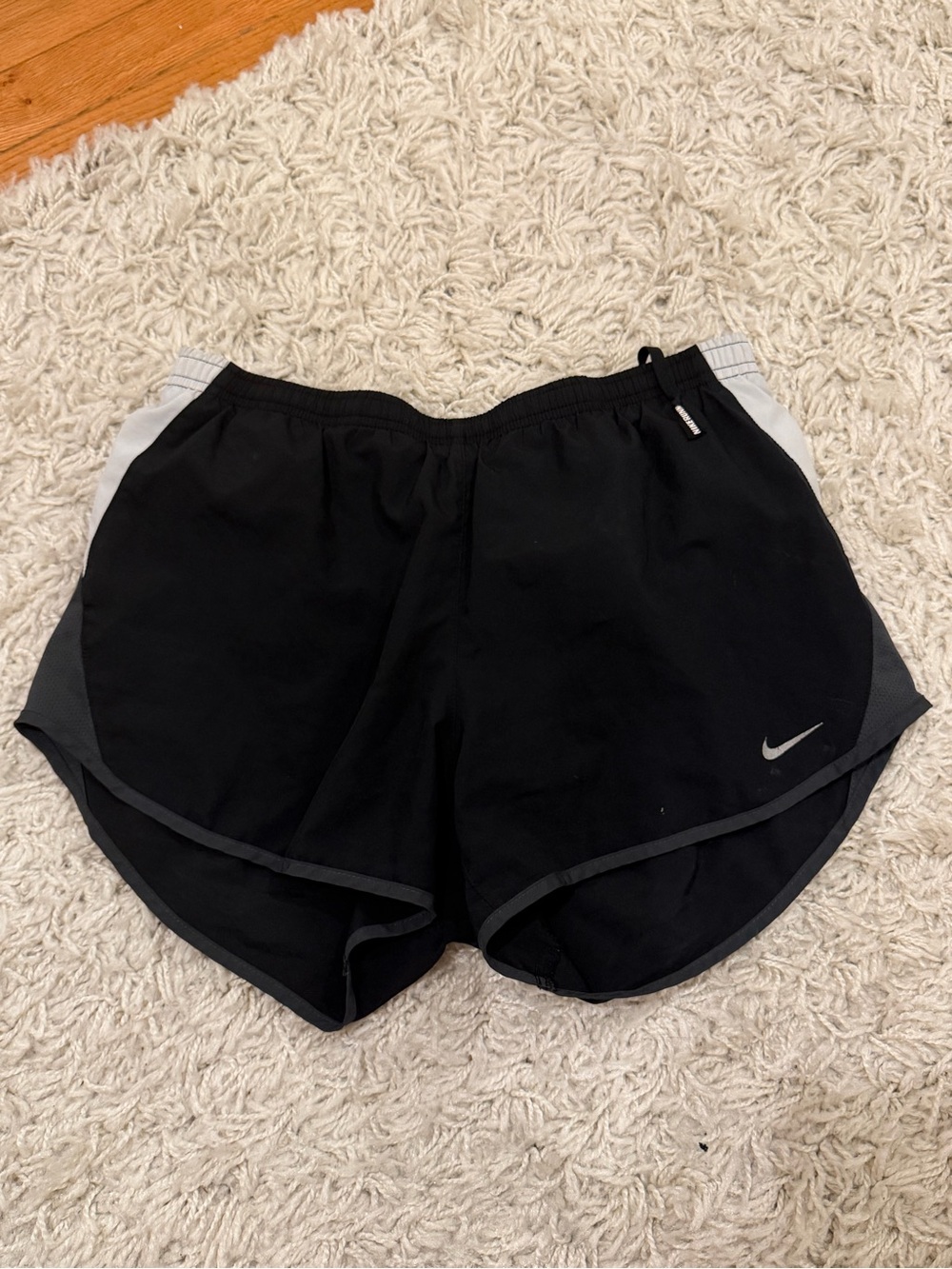 Nike dri-fit Women's Black Running Shorts with Grey Trim